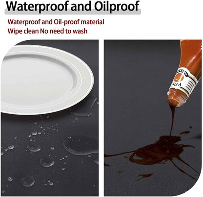 opstellen Fitted Dark Grey Black Round Tablecloth for 40-44" Tables Modern Non Slip Water Proof Table Cover Spring Autumn Outdoor Garden Accessories College Dorm Stuff Apartment Storage Cool