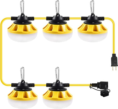 50FT Construction String Lights LED Industrial Grade Best for Construction Sites, Renovation, Walkways,Patio，Mine cave, Outdoor, and Other Outdoor Lighting Solutions Use,Free for Climbing Hook