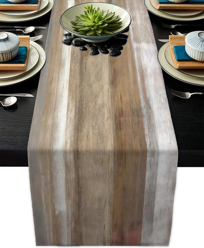 Brown Grey Table Runners Modern Art Farmhouse Linen Table Runners Dresser Scarves Retro Rustic Style for Party Kitchen Dining Table Coffee Holiday Party Decor (Brown Grey, 13"x 71")