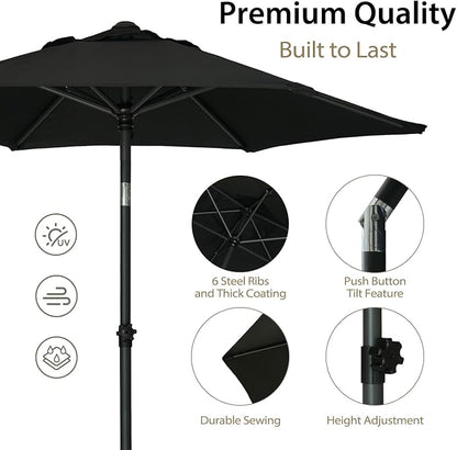 AMMSUN 6FT Patio Umbrella, Outdoor Table Umbrella with Push Button Tilt | UPF50+ Sun Protection and Water-Resistant Fabric, Premium Steel Pole and Ribs, Height-Adjustable and Push-Button Tilt