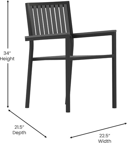 Flash Furniture Poly Resin Indoor/Outdoor Seating, Black, 5-Piece Set | Table and 4 Chairs, Commercial Grade, Indoor/Outdoor Use