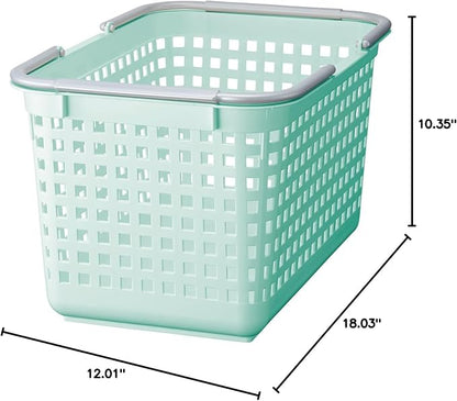 Like-it│SCB-4│Daily use inside or outside of the home. Movable handles make it easy to carry around.|Bathroom essentials, kid's toys, tools, and gardening.|18.03" x 12.01"x 10.35"| Mint Blue |6.6 gal