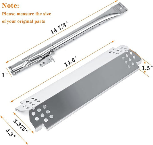 Hisencn Grill Replacement Parts for Nexgrill 5 Burner 720-0888 720-0888N 720-0888A 720-0882S and 4 Burner 720-0830H Gas Grill, Stainless Steel Burner Tube, Heat Plate Shield Tent Repair Kit, 5 Pack
