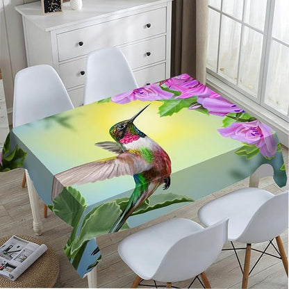 TKS MITLAN Tablecloth Hummingbird Table Cloth Rectangle Table 60 x 84 Inch Spring Flowers Humming Bird Kitchen Decorations for Home Dinner Party