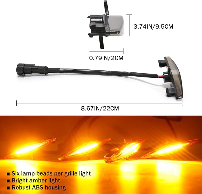 Amber Grille Lights for 4Runner TRD Pro 2014-2023, Smoked Shell LED Grill Light for 4Runner TRD Off-Road, Limited, SR5 2014-2019 with Fuse