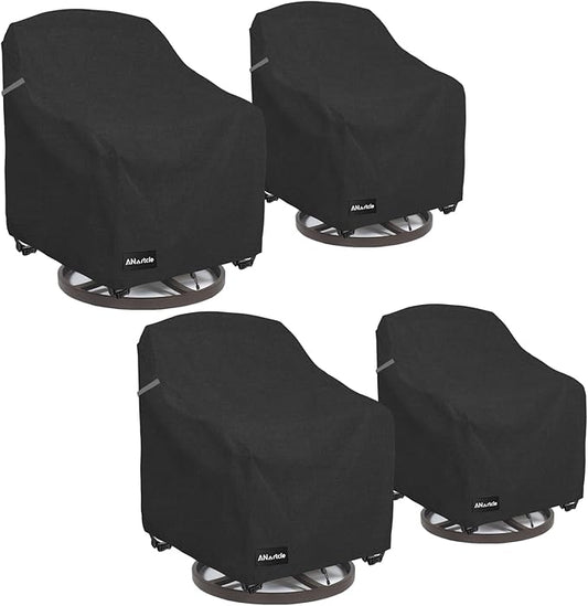 ANartcle Swivel Patio Chair Cover 4 Pack,600D Waterproof Heavy Duty Outdoor Chair Cover(30 W x 34 D x 36 H inches),Patio Furniture Covers,Outdoor Furniture Covers Waterproof,Black