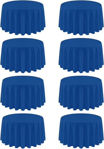 8 Pack Royal Blue Round Tablecloth 120 Inch | For 4Ft-7Ft Round Table, Wrinkle Resistant Table Cloth, Washable Polyester Fabric, For Wedding Party Banquet Buffet Camping