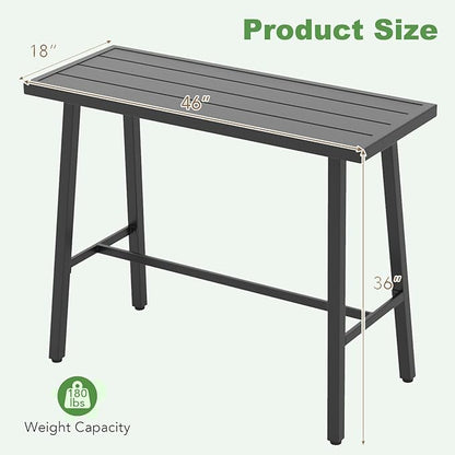 COSTWAY 36" Outdoor Bar Table, Rectangular High Pub Table with Adjustable Foot Pads, Patio Counter Height Dining Table for Balcony, Backyard, Indoor, Black | Adjustable Foot Pads, Patio Counter Height Dining Table for Balcony, Backyard, Indoor, Black