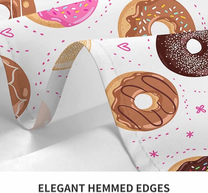 TKS MITLAN Donuts Tablecloth 60x84 Inch Rectangular Sweet Food Heart Shape Dots Chocolate Sauce Dessert Oblong Table Cloth Kitchen Table Decorations for Home Dinner Party