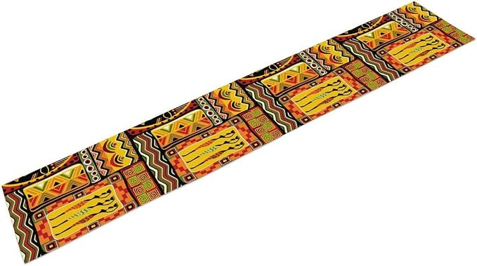African Totems Table Runner African American Kwanzaa Black History Month Juneteenth Decorations and Supplies Retro Aesthetic Art Table Decor Table Top Dining Wedding Party 13x108 Inch