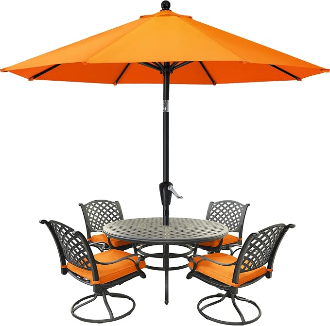 MASTERCANOPY 9ft Patio Umbrella with Tilt & Crank, Orange | 8 sturdy ribs;UV/water resistant;Vent;easy setup;for garden/deck/backyard/pool