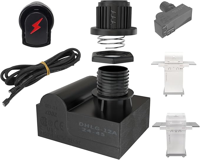 DHLG-12 Grill Igniter G511-0055-W1 for Charbroil Ignitor Replacement Kit,Grill Ignitor G350-0017-W1 2 Outlet Electronic Ignition Module w/Igniter Buttons Switch for Charbroil Surefire Ignition Systems