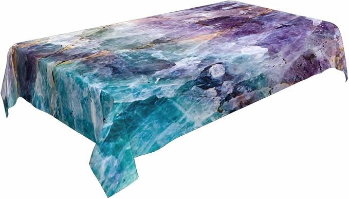 TKS MITLAN Tablecloth Quartz Stone Purple Blue Table Cloth Rectangle Table 52 x 70 Inch Ore Crystal Rough Stone Bright Gorgeous Style Kitchen Decorations for Home Dinner Party