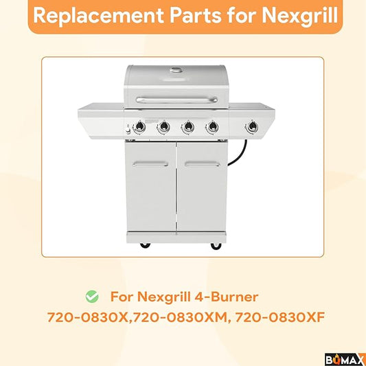 BQMAX Grill Replacement Parts for Nexgrill 4 Burner 720-0830X, Cooking Grate, Burner and Heat Plates for Nexgrill Replacements Part, Grill Parts Kit for Nexgrills 720-0830X Replacement Parts