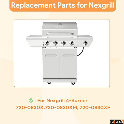 BQMAX Grill Replacement Parts for Nexgrill 4 Burner 720-0830X, Cooking Grate, Burner and Heat Plates for Nexgrill Replacements Part 4 Burner, Grill Parts Kit for Nexgrills 720-0830X Replacement Parts