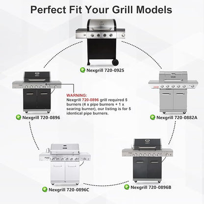 Grill Replacement Parts for Nexgrill 720-0896B 720-0896C 720-0882A 720-0896 720-0925 720-0896E, Burner Tubes, Heat Plate Shields, Carryover Tubes, Ignitors for Nexgrill 720-0925P Replacement Parts.