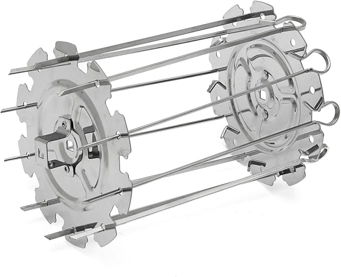 Stainless Steel BBQ Grill Cage Vegetable Meat Skewer Kebab Maker for Rotisserie Oven Roaster