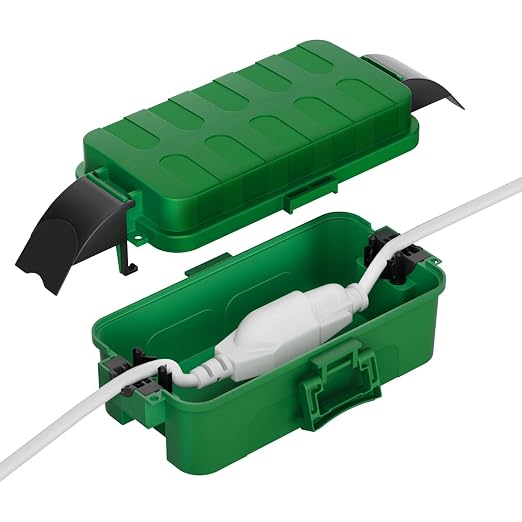 Flemoon IP55 Small Outdoor Electrical Box Waterproof, for Power Strip | Inner 5.9 x 3.2 x 1.8inch, Extension Cord Cover with Detachable Awning Covers for Plug, Outlet, Holiday Lights, Green