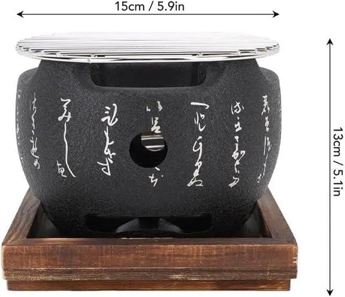 Japanese Style BBQ Grill, Japanese Style Grill Mini Portable Japanese BBQ Grill Round Food Charcoal Stove Household Barbecue Tool (small)