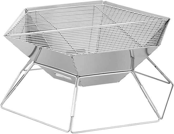 Charcoal Grills Outdoor Stainless Steel Electroplated Barbecue Grill Camping Home Multifunctional Portable Folding Barbecue Grill Outdoor Grill (Color : A, Size : 50 * 43 * 21.5cm)