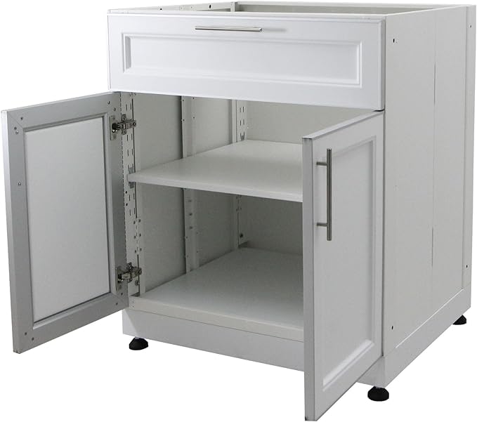 Blue Sky Outdoor Living White Shaker 3-Piece Outdoor Kitchen Combo Set 10 – Weatherproof Modular Storage Cabinets