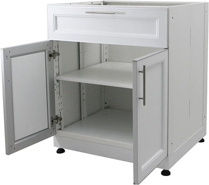 Blue Sky Outdoor Living White Shaker 3-Piece Outdoor Kitchen Combo Set 10 – Weatherproof Modular Storage Cabinets