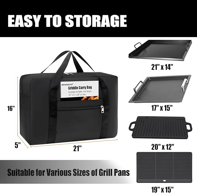 Griddle Carry Bag,Grill Accessory Storage,Large Griddle Accessories Storage Bag, Outdoor Carrying Frying Pan Handbag, Gift for men