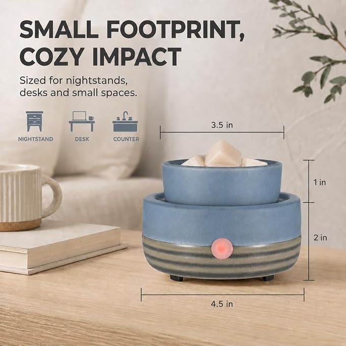 Ceramic Wax Melt Warmer,3-in-1 Electric Wax Warmer,Fragrance Wax Burner Candle Wax Warmer for Scented Wax and Home Decor, Thanksgiving Christmas Day Gifts for mom(Blue)