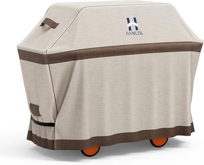HAMLER Grill Cover 58 Inch, Heavy Duty Waterproof BBQ Covers, Gas Grill Covers Fits Weber Spirit, Weber Genesis, Char-Broil, Nexgrill, Brinkmann, Brown & Beige