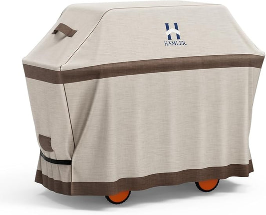 HAMLER Grill Cover 58 Inch, Heavy Duty Waterproof BBQ Covers, Gas Grill Covers Fits Weber Spirit, Weber Genesis, Char-Broil, Nexgrill, Brinkmann, Brown & Beige