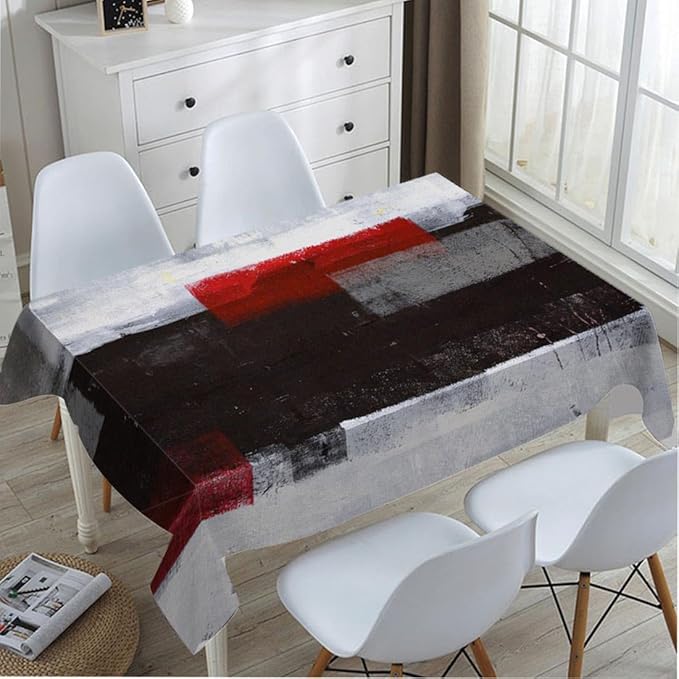Tablecloth Black White Red Graffiti Table Cloth Rectangle Table 60 x 84 Inch Modern Classic Art Painting Rectangle Unique Creative Kitchen Decorations for Home Dinner Party