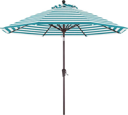 ABCCANOPY OLEFIN® 5-Year No Fading 9FT Patio Umbrella(Turquoise Stripe) | Fade & UV Resistant Fabric,8 Fiberglass Ribs，Wind Vent，Crank Lift & Tilt,Outdoor Table Umbrella for Deck,Backyard,Yard