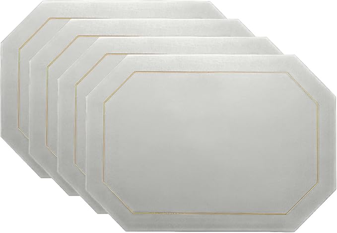 Wipeable Faux Leather Dual Sided Placemats Set of 4,Oil-Proof Table Protective Mats,Heat-Resistant Dining for Kitchen, Indoor Outdoor Use,Grey