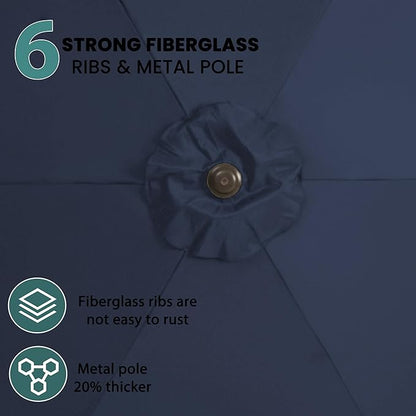 7.5FT Large Outdoor Patio Umbrella with Crank & Tilt - Durable Market Umbrella for Outdoor Patio with 6 Fiberglass Ribs for Poolside,Deck,Yard,Garden