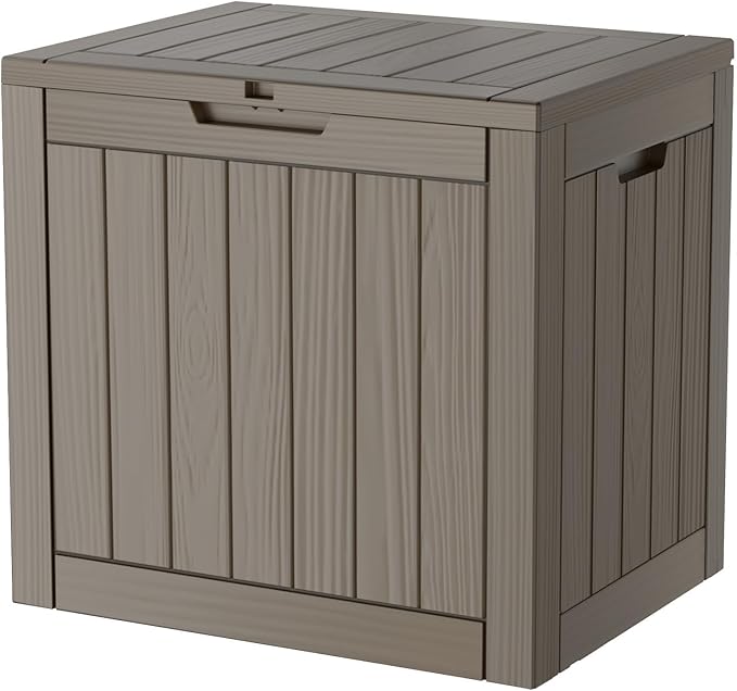 35 Gallon Lockable Resin Outdoor Storage Box, Waterproof & Weather Resistant Deck Box for Patio Cushion, Garden Tools & Pool Accessories, Grey