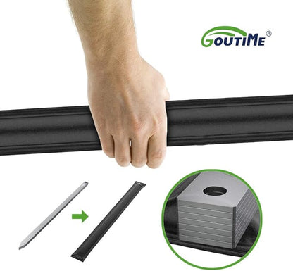 Goutime Kabob Skewers, 27 Inch,1 Inch Wide Stainless Steel Flat BBQ Barbecue Kebab Skewers,No-Wood Handle,for Persian,Brazilian,Koobideh Grilling,Set of 7 with Storage Bag