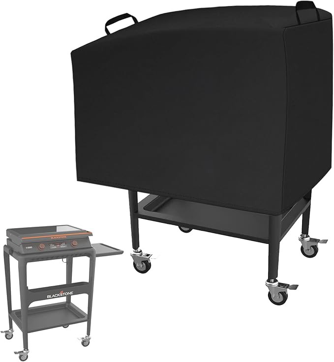 Griddle Cover for Blackstone E-Series 22" 2-Burner Electric Tabletop Griddle with Prep Cart, Heavy Duty 600D Waterproof Outdoor Cover for Blackstone 8003, BBQ Accessory