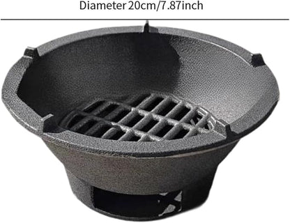 Portable Charcoal Grill, BBQ Grill, Mini Japanese Cast Iron Tabletop Furnace for Party Camping Patio Outdoor Backpacking, 20cm