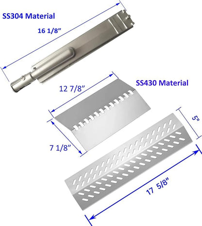 5pcs 16516 Stainless Steel Burners for Bull Grill Replacement Parts + 5pcs 16631 Flame Tamer Flavor Bar + 4pcs 16520 Heat Plate Shield Set,Fits for Bull, Lion, Cal Flame 5 Burner Gas Grills