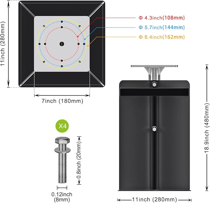 Dolibest Heavy Duty In-Ground Umbrella Base, All-Steel Ground Umbrella Stand, Universal Patio Umbrella Anchor, Space-Saver Design for Outdoor Offset Cantilever and Middle Pole Patio Umbrellas