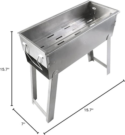 Charcoal Grill Portable BBQ Grill with Legs, Grill Folding Barbecue Grill Charcoal Shish Kebab Grill Stainless Steel Camping Grill for Outdoor Picnic, Patio, Backyard & Camping