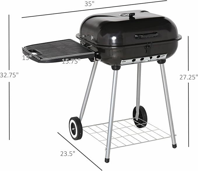 22 Inch Portable Charcoal BBQ Grill, Outdoor Barbecue Grill for Backyard Camping Picnic