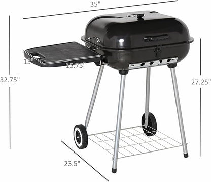 22 Inch Portable Charcoal BBQ Grill, Outdoor Barbecue Grill for Backyard Camping Picnic