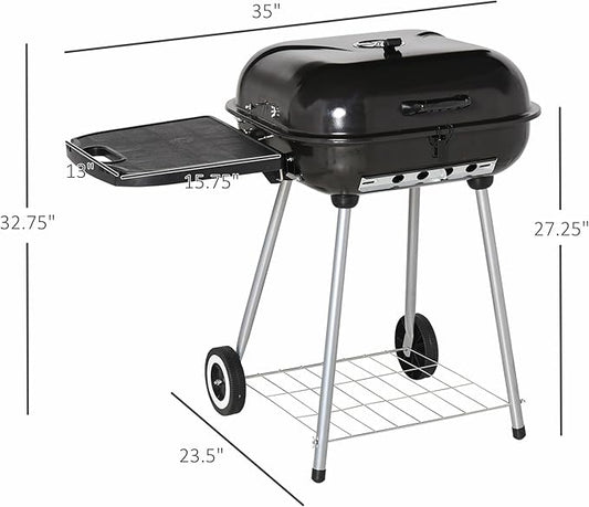 22 Inch Portable Charcoal BBQ Grill, Outdoor Barbecue Grill for Backyard Camping Picnic