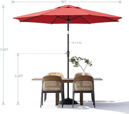 Sannwsg Patio Umbrellas, Pool Umbrella with 8 Sturdy Ribs, Outdoor Umbrella with Push Button Tilt/Crank, Deck Umbrellas, Market Umbrela Table for Backyard, Deck, Garden, Pool