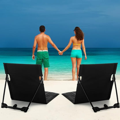 Karenhi 1 Pcs Foldable Poolside Beach Chairs for Edge of Pool Portable Beach Chairs Folding Pool Seats with Back Support Carry Bag for Adults Traveling Camping Picnic Lawn (Black)