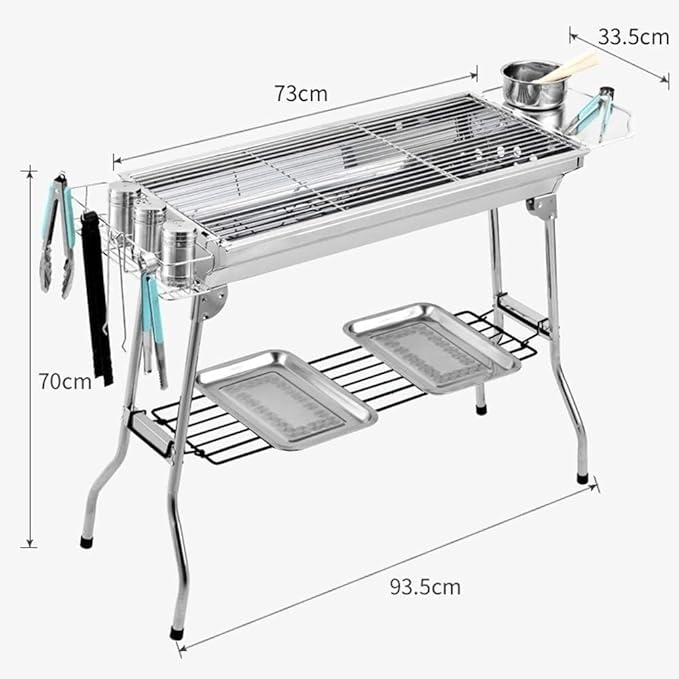 Barbecue Charcoal Grill Barbecue Charcoal Grill Stainless Steel Folding Portable BBQ Tool Kits For Outdoor Cooking Camping Picnics Portable Charcoal Grill
