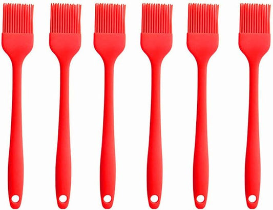 Silicone brush, Oil Brush for BBQ Kitchen Cooking Baking and Grilling (6 PCS,red)