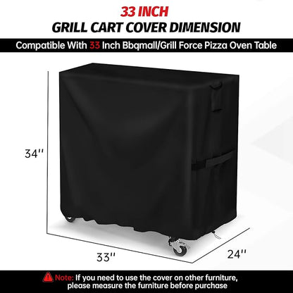 Grill Table Cover for BBQMall Pizza Oven Cart Table,Waterproof Outdoor Pizza Oven Cart Cover,Patio BBQ Grill Stand Cover - 33 x 24 x 34 Inch