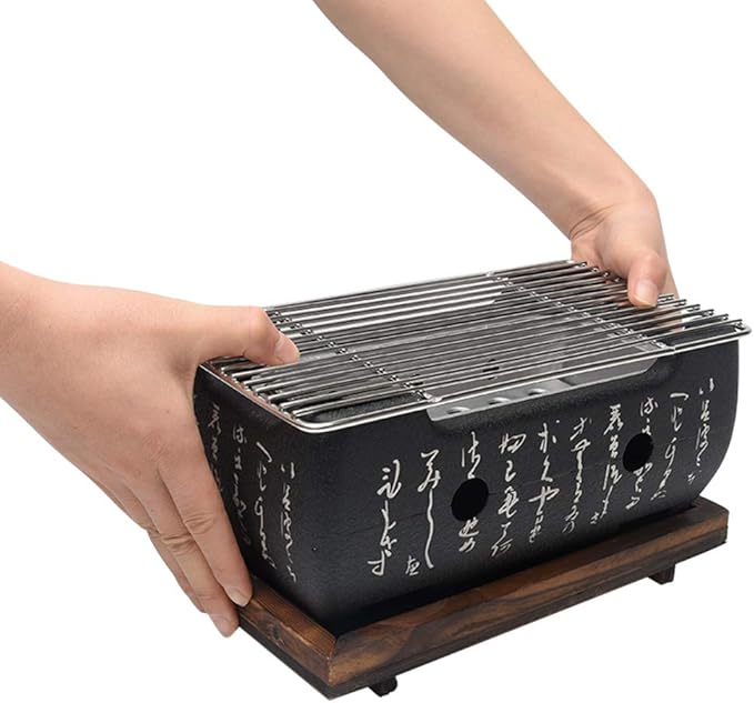 Japanese Style Barbecue Grill Portable Food Charcoal Stove/BBQ Plate Household Barbecue Tools Accessories (BBQ Grill (24X12.5cm))